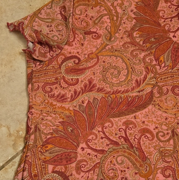 St. John's Bay Pink and Brown Paisley Short Sleeve Top Size L - Picture 5 of 7
